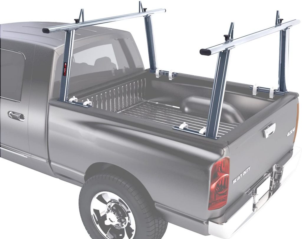 AA-Racks Model APX25 Extendable Aluminum Pick-Up Truck Ladder Rack (No Drilling Required) - Silver - Best Overall